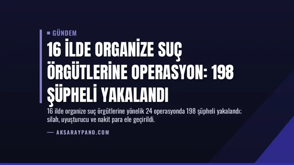 16 İlde Organize Suç Örgütlerine Operasyon: 198 Şüpheli Yakalandı