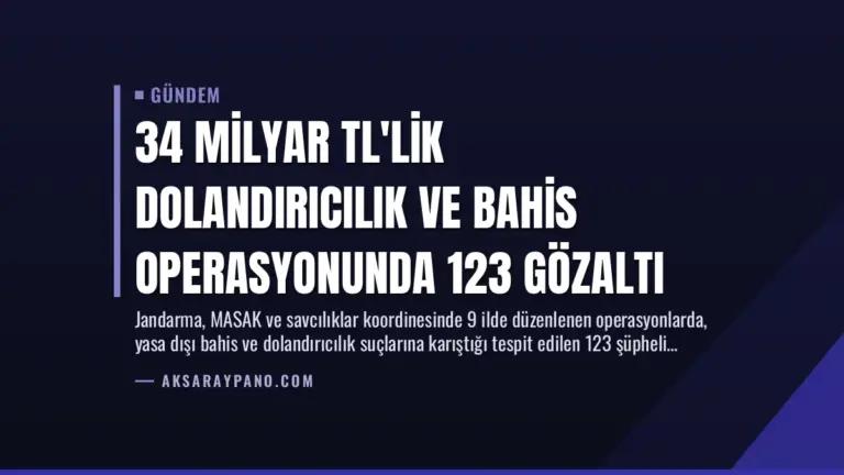 34 Milyar TL’lik Dolandırıcılık ve Bahis Operasyonunda 123 Gözaltı
