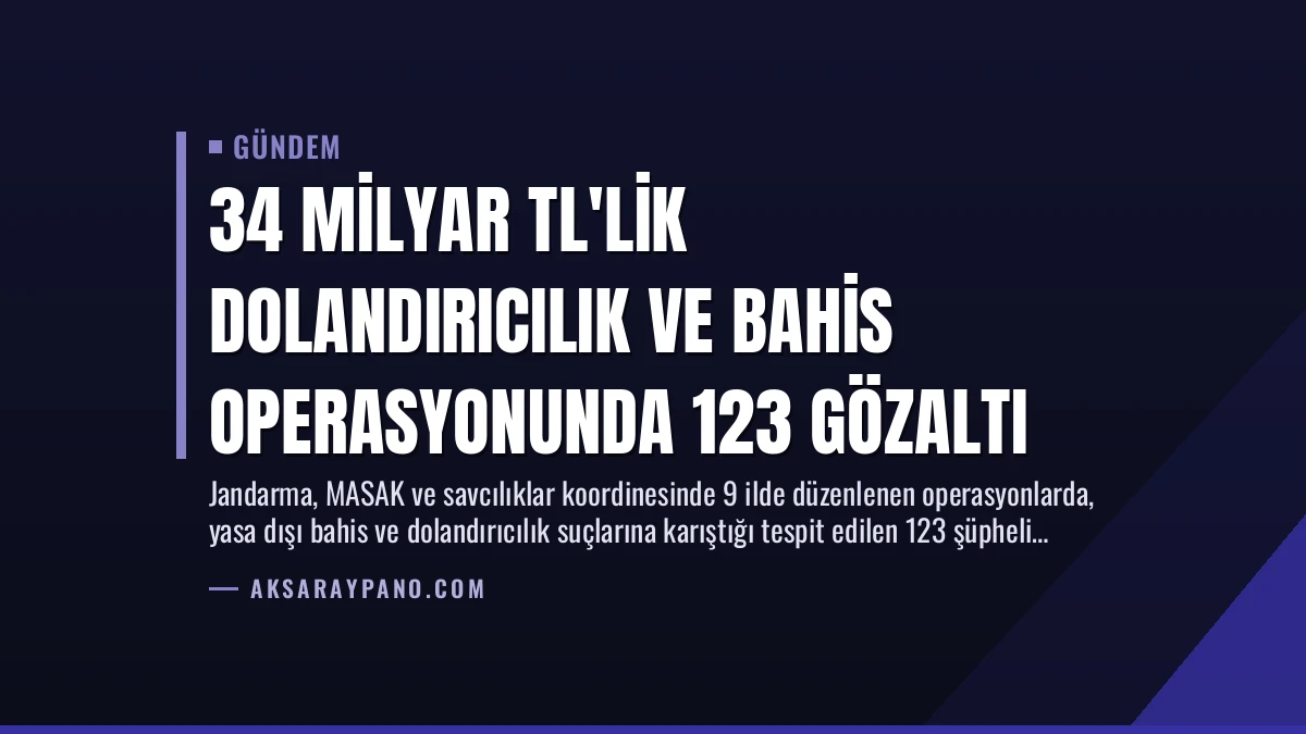34 Milyar TL’lik Dolandırıcılık ve Bahis Operasyonunda 123 Gözaltı