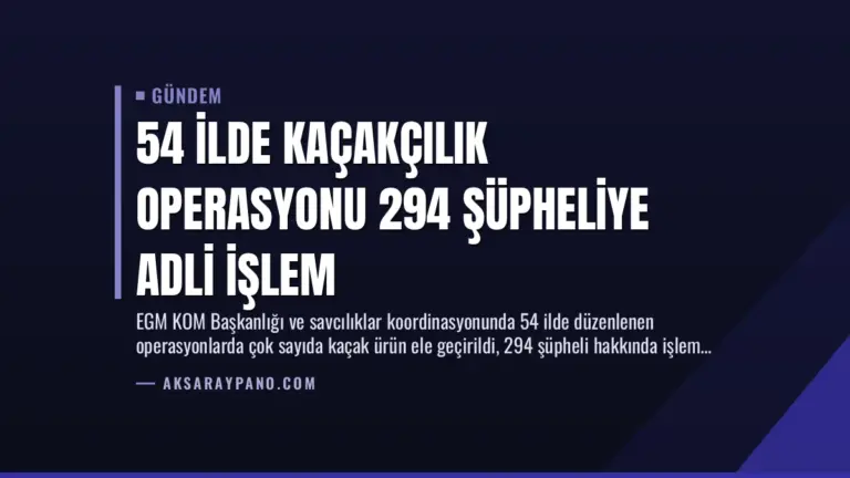 54 İlde Kaçakçılık Operasyonu 294 Şüpheliye Adli İşlem