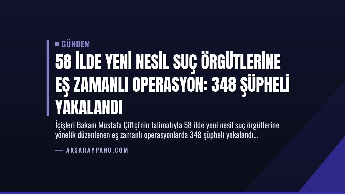 58 İlde Yeni Nesil Suç Örgütlerine Eş Zamanlı Operasyon: 348 Şüpheli Yakalandı