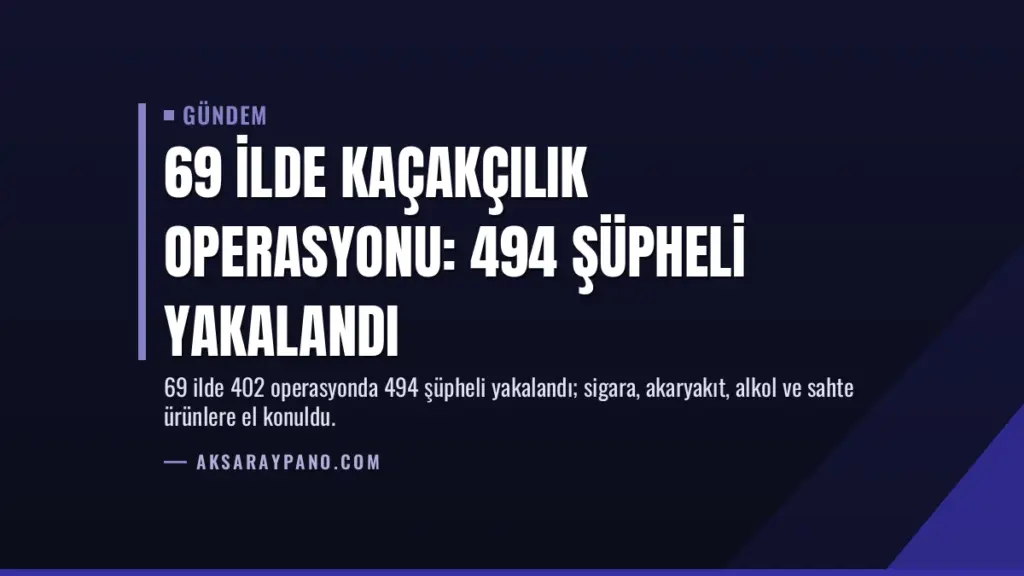 69 İlde Kaçakçılık Operasyonu: 494 Şüpheli Yakalandı
