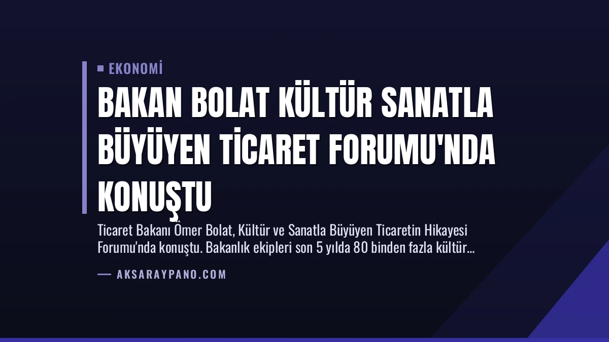 Bakan Bolat Kültür Sanatla Büyüyen Ticaret Forumu’nda Konuştu