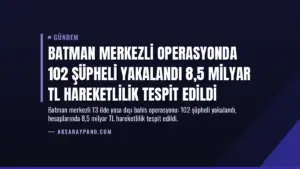 Batman Merkezli Operasyonda 102 Şüpheli Yakalandı 8,5 Milyar TL Hareketlilik Tespit Edildi