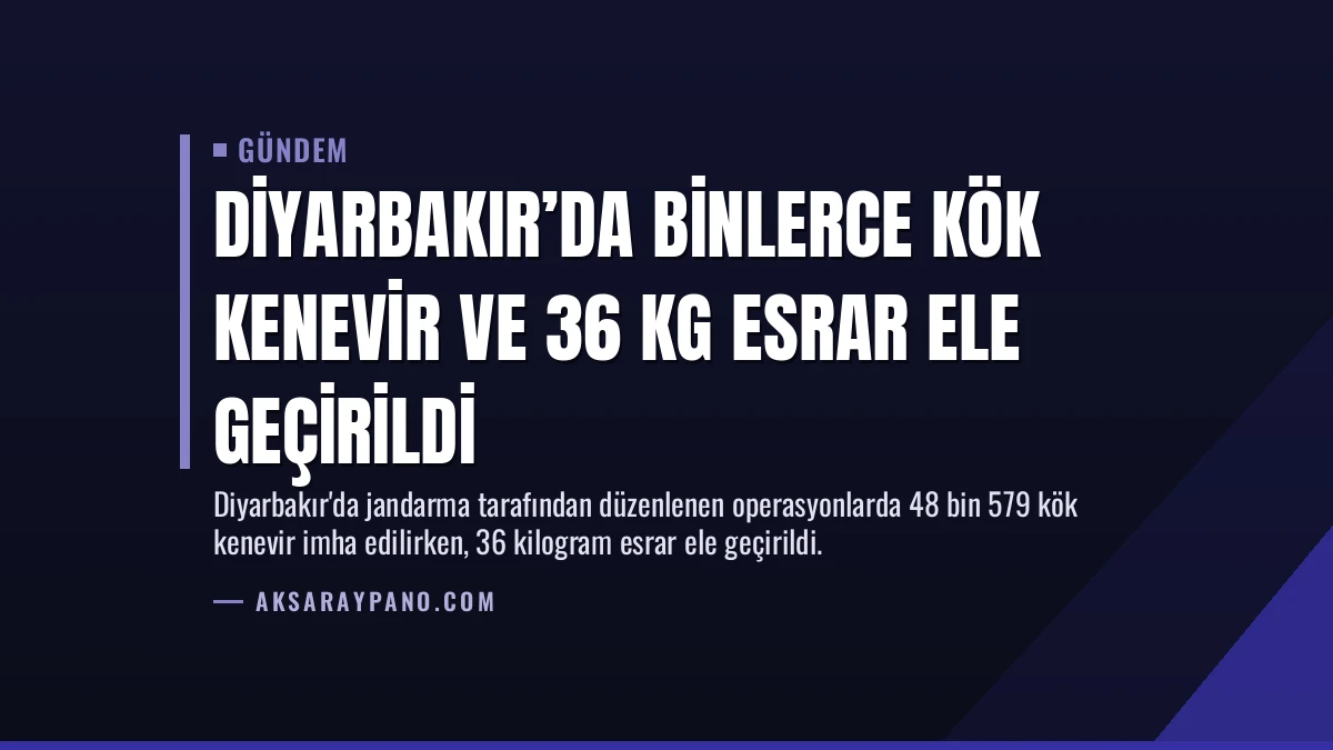 Diyarbakır’da Binlerce Kök Kenevir ve 36 Kg Esrar Ele Geçirildi
