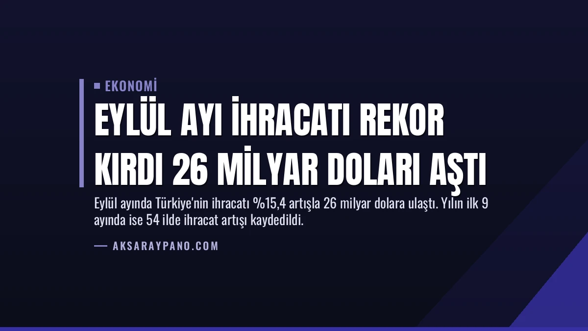 Eylül Ayı İhracatı Rekor Kırdı 26 Milyar Doları Aştı