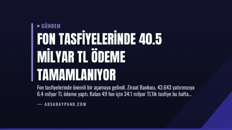 Fon Tasfiyelerinde 40.5 Milyar TL Ödeme Tamamlanıyor