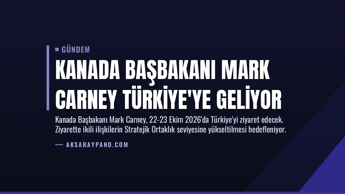 Kanada Başbakanı Mark Carney Türkiye’ye Geliyor
