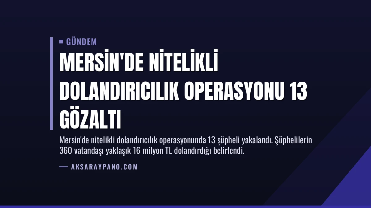 Mersin’de Nitelikli Dolandırıcılık Operasyonu 13 Gözaltı