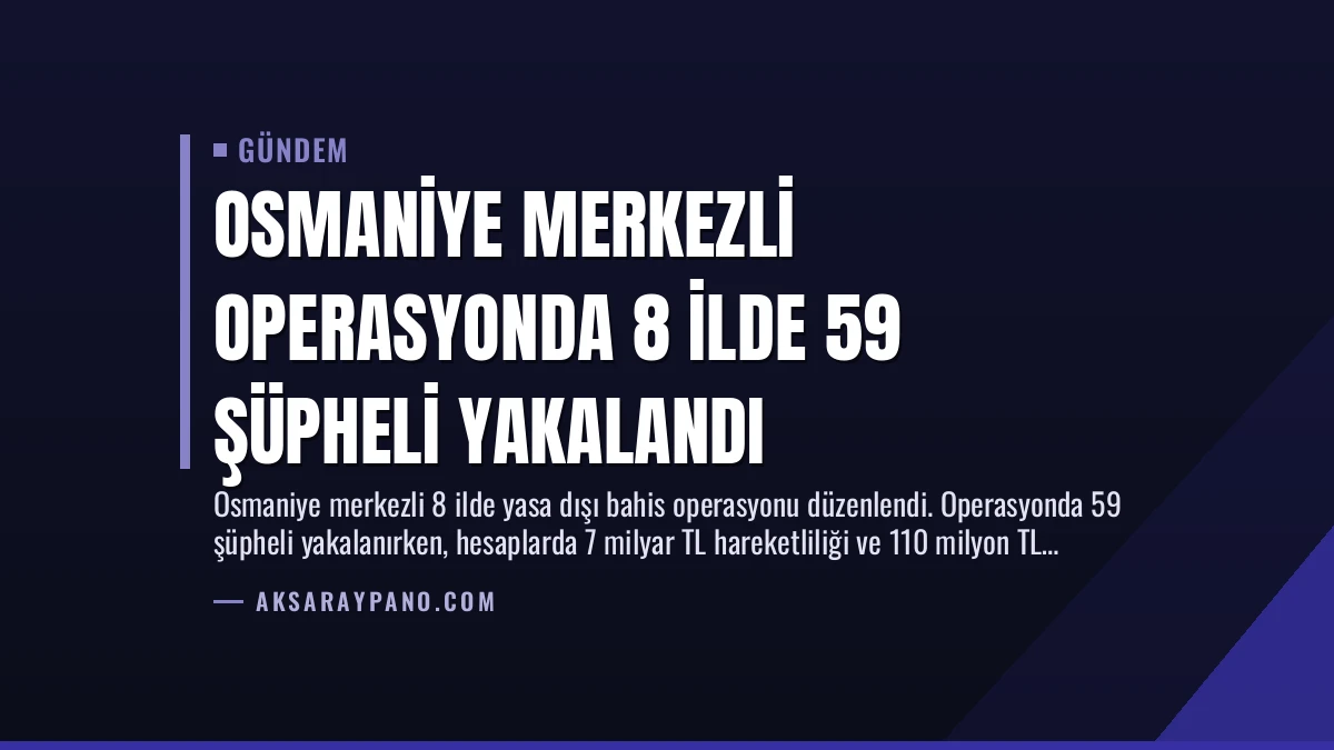 Osmaniye Merkezli Operasyonda 8 İlde 59 Şüpheli Yakalandı