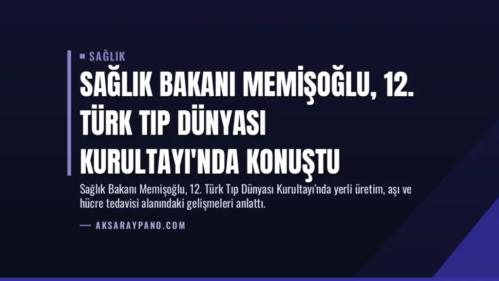 Sağlık Bakanı Memişoğlu, 12. Türk Tıp Dünyası Kurultayı'nda Konuştu