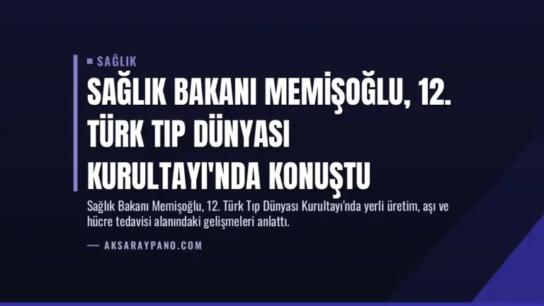 Sağlık Bakanı Memişoğlu, 12. Türk Tıp Dünyası Kurultayı'nda Konuştu