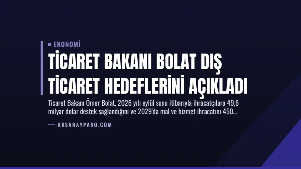 Ticaret Bakanı Bolat Dış Ticaret Hedeflerini Açıkladı