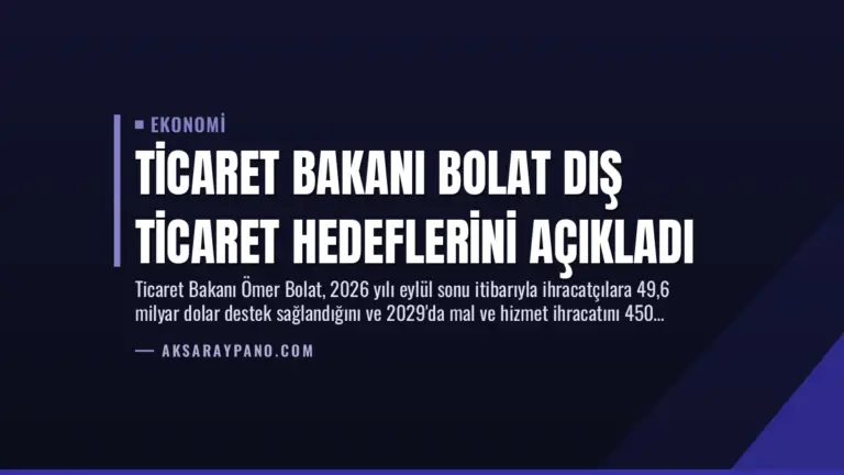 Ticaret Bakanı Bolat Dış Ticaret Hedeflerini Açıkladı