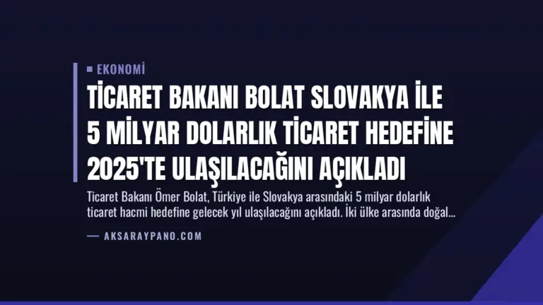 Ticaret Bakanı Bolat Slovakya İle 5 Milyar Dolarlık Ticaret Hedefine 2025’te Ulaşılacağını Açıkladı