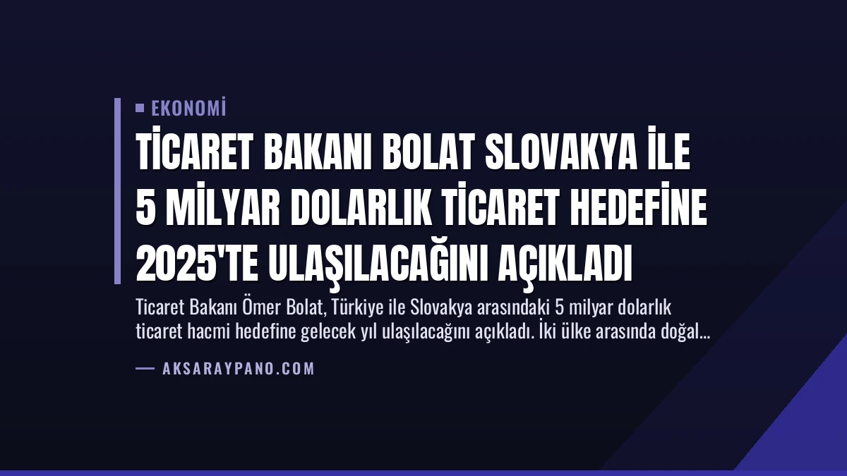 Ticaret Bakanı Bolat Slovakya İle 5 Milyar Dolarlık Ticaret Hedefine 2025’te Ulaşılacağını Açıkladı