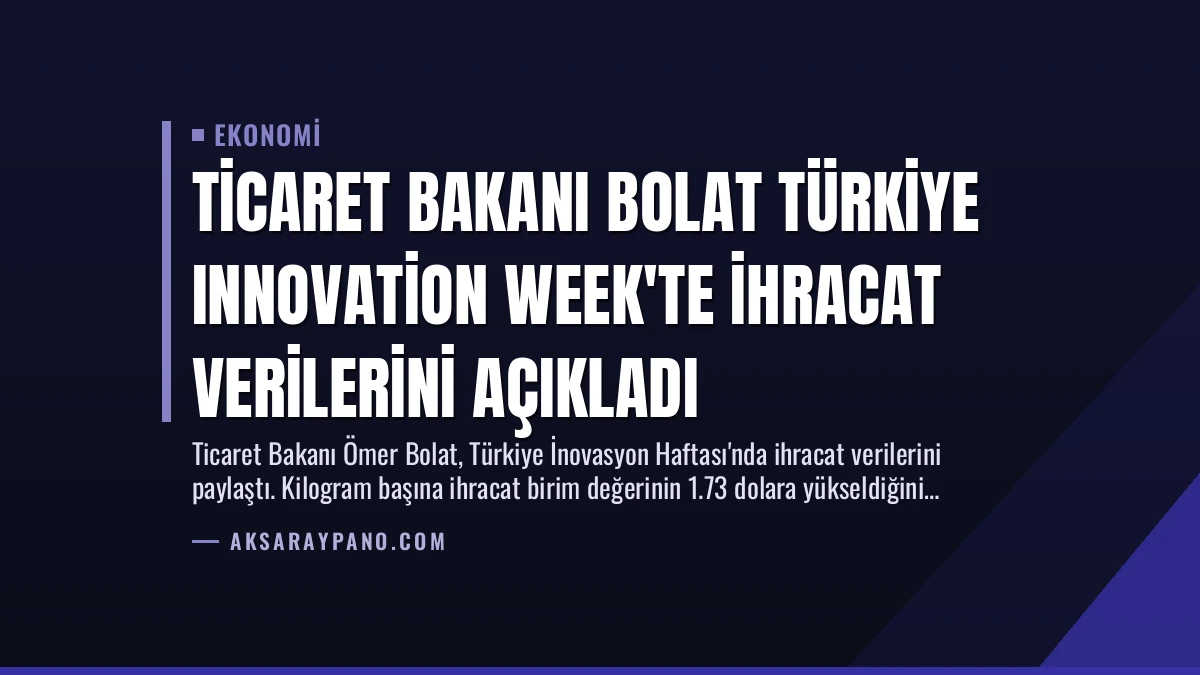 Ticaret Bakanı Bolat Türkiye Innovation Week’te İhracat Verilerini Açıkladı