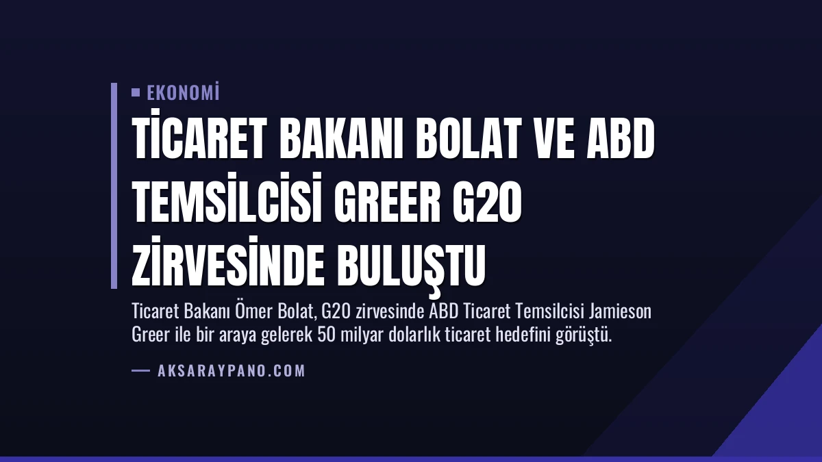 Ticaret Bakanı Bolat ve ABD Temsilcisi Greer G20 Zirvesinde Buluştu